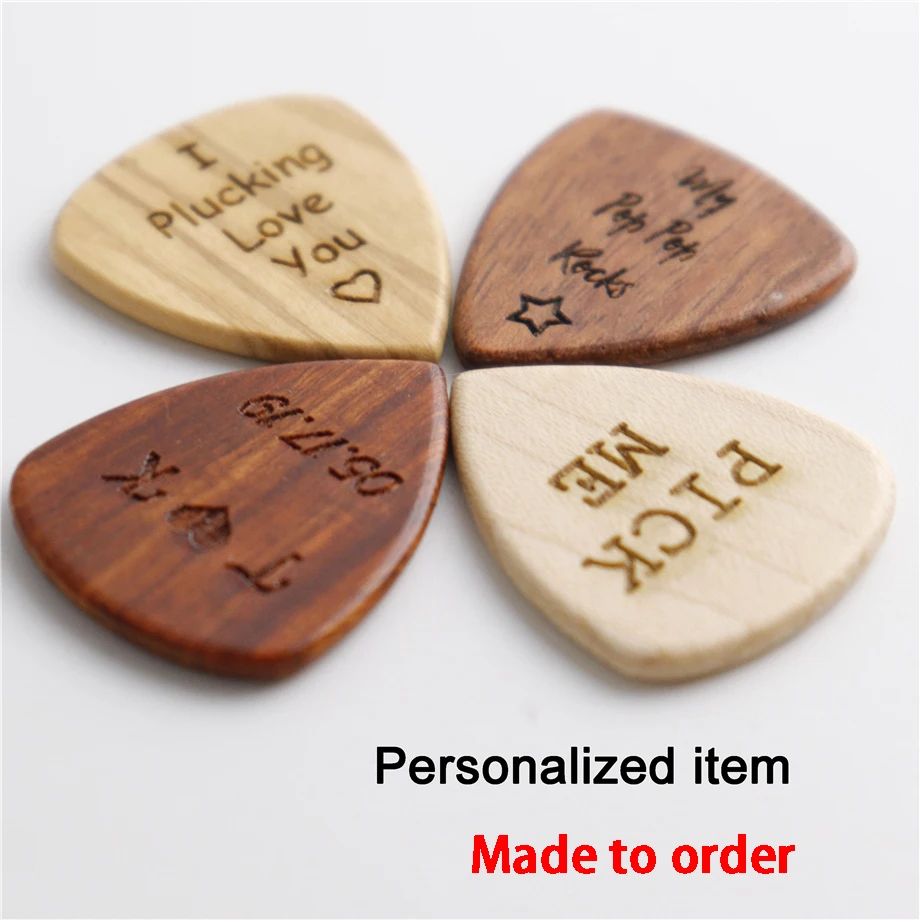 1 шт. заказной логотип текстовый деревянный выбор гитары простая ретро гитара