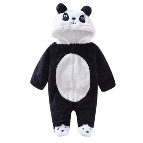 black panda1014 Сезон весна-осень; теплые детские комбинезоны для новорожденных; Одежда для маленьких мальчиков; Комбинезон для маленьких девочек; комбинезоны с животными; пижамы; одежда; Roupas de bebe - Цвет: black panda1014