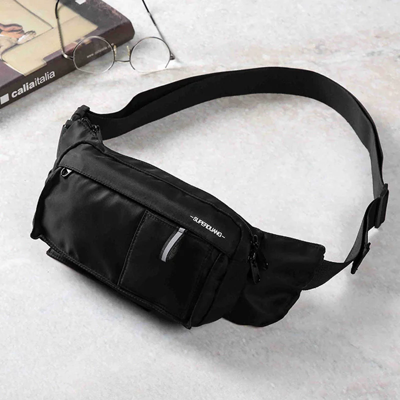 Black Waist Pack Повседневные нейлоновые поясные сумки унисекс с несколькими карманами, поясная сумка большой емкости, Женская нагрудная сумка для путешествий, мужская сумка на плечо, поясная сумка для девочек - Цвет: Black Waist Pack