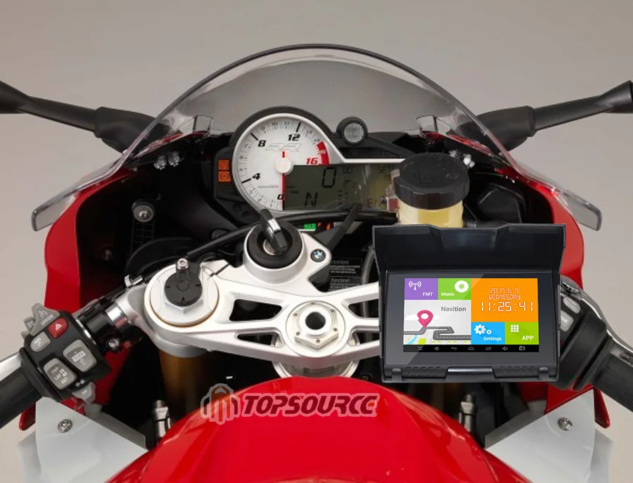 TOPSOURCE 2 в 1 " IP67 водонепроницаемый мотоцикл gps навигация Автомобильный gps навигатор Android 4.4.2 автомобили wifi 512 М 8 Гб Bluetooth