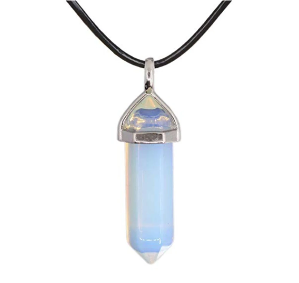 Ожерелье из натуральной кожи с подвеской в виде чакры рейки шестигранным острым