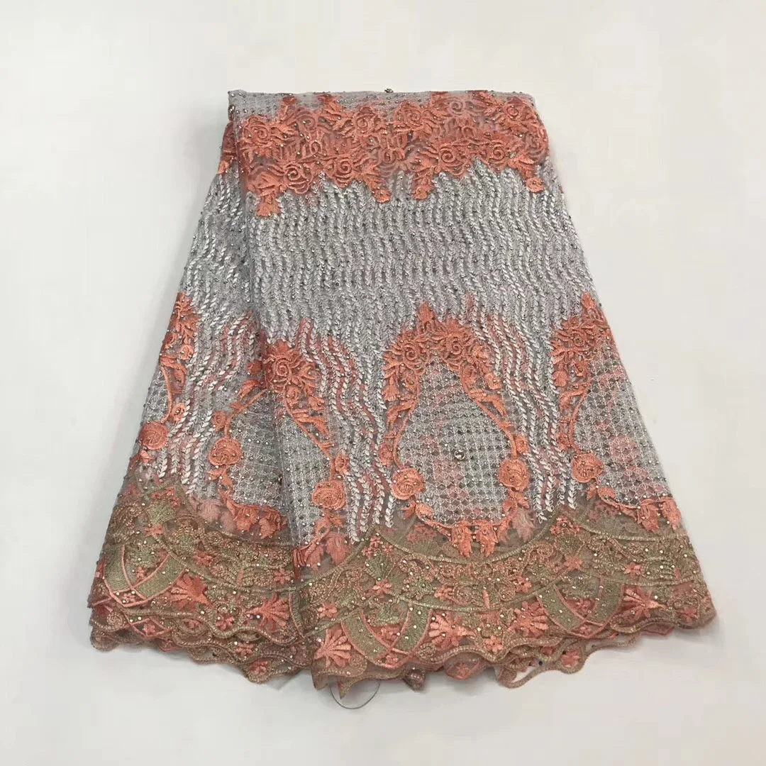 Золотая паёная индийская кружевная ткань 2018 белая нигерийская сетка фоль шифон гипюре африканские вечерние платья с пайетками.