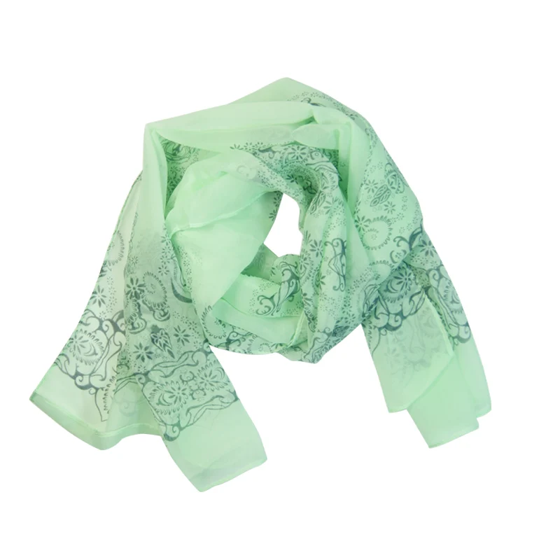 Новый модный тонкий женский шарф из шифона синего и белого цвета шаль для шеи