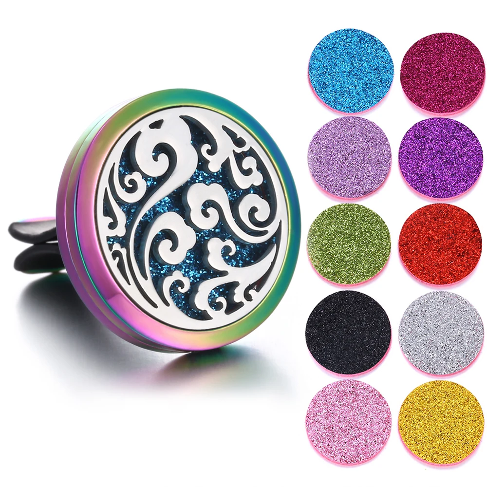 New Aromatherapy Jewelry Car Perfume Diffuser 316L Stainless Steel Aroma Essential Oil Diffuser Car Clip Lockets DropShipping