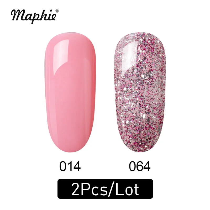 1 Maphie 2 шт./лот УФ-гель для ногтей Набор DIY гель для ногтей с блестками лак для салонов ногтей эмаль Полупостоянный Розовый Светодиодный гель Наборы - Цвет: 1