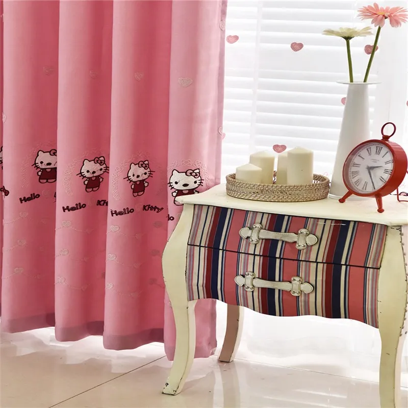 Корейская Роскошная принцесса комната кошка Hellokitty мультфильм розовый девочка дети спальня шторы для гостиной Милая Штора на заказ