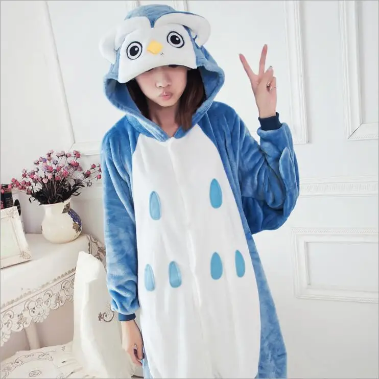 Autumn Winter Couple Flannel Pajamas Set Cartoon Sleepwear Lovers Long Sleeve Warm Sleepsuit Night Owl Lovely Clothes | Тематическая
