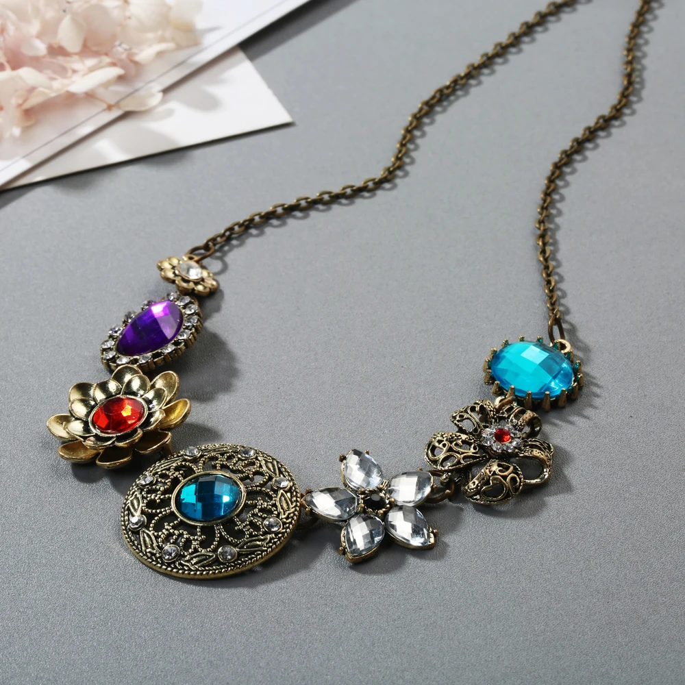 Женское длинное ожерелье Collier винтажные хрустальные цветы колье и подвески 2020 |