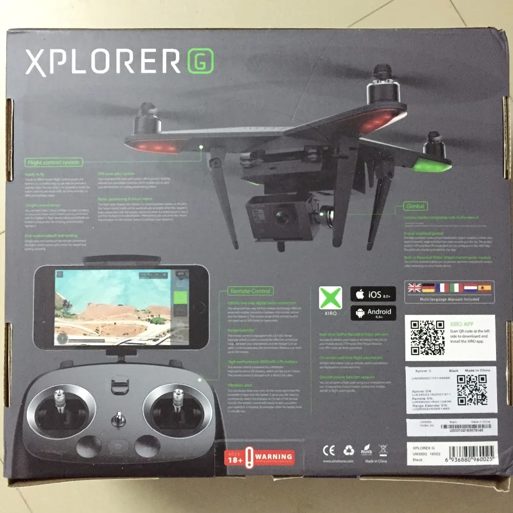 Оригинальный нулевой XIRO XPLORER G RC Quadcopter с 3 оси Камера поддержка Кардана GoPro3 и GoPro4|rc