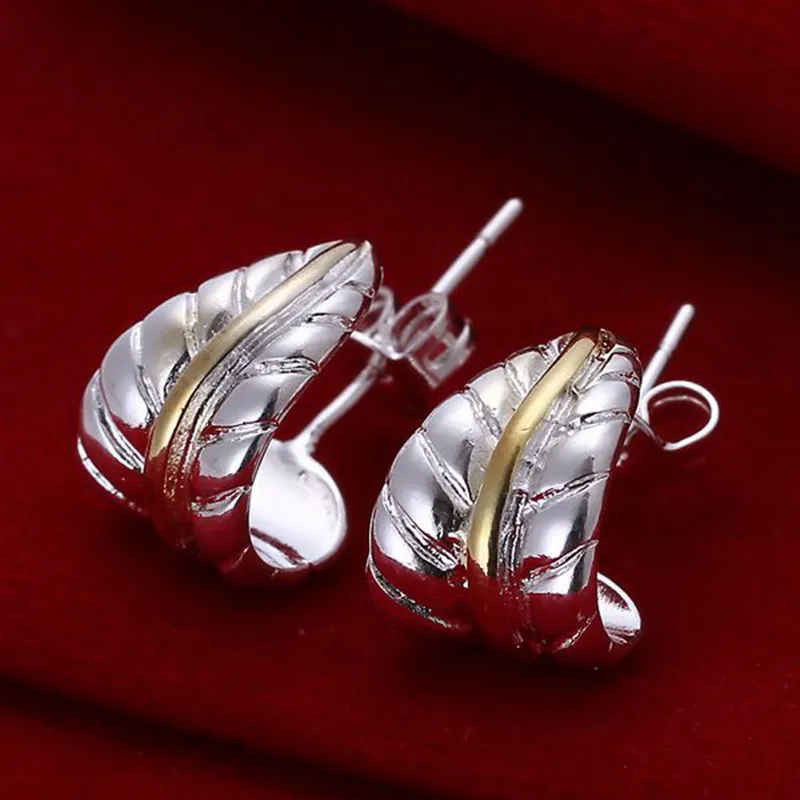 Free shipping Hot selling 925 plating silver earrings fashion jewelry Silver Plated Earrings Leather E039 | Украшения и