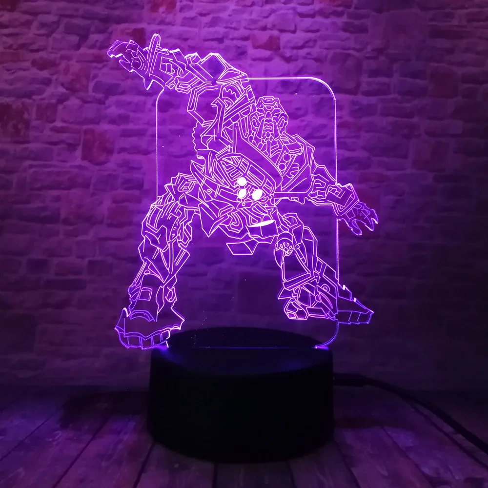 Красочные трансформаторные Автоботы Шмель 3D Робот Оптимус настроение лампа