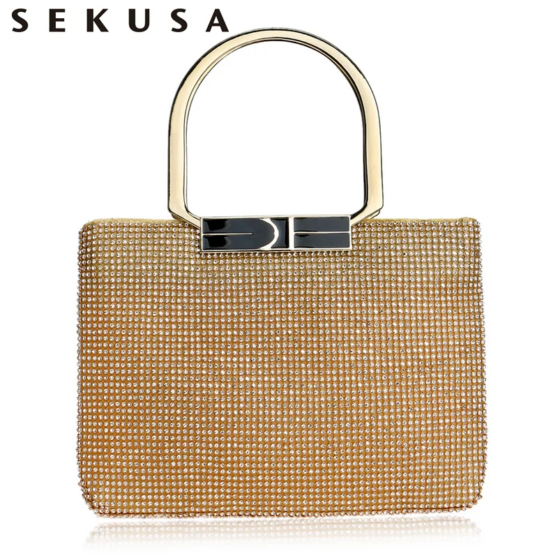 Sekusa Стразы Для женщин вечерняя сумочка BS010 цепь плечо Сумки кристалл ручка