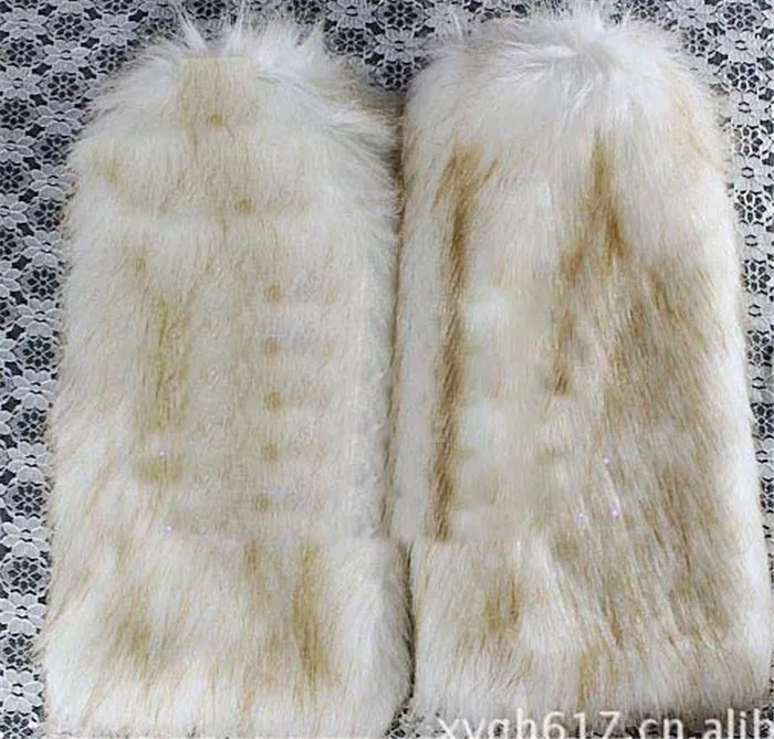 Модные женские зимние теплые гетры из искусственного меха 40 см обувь запонки