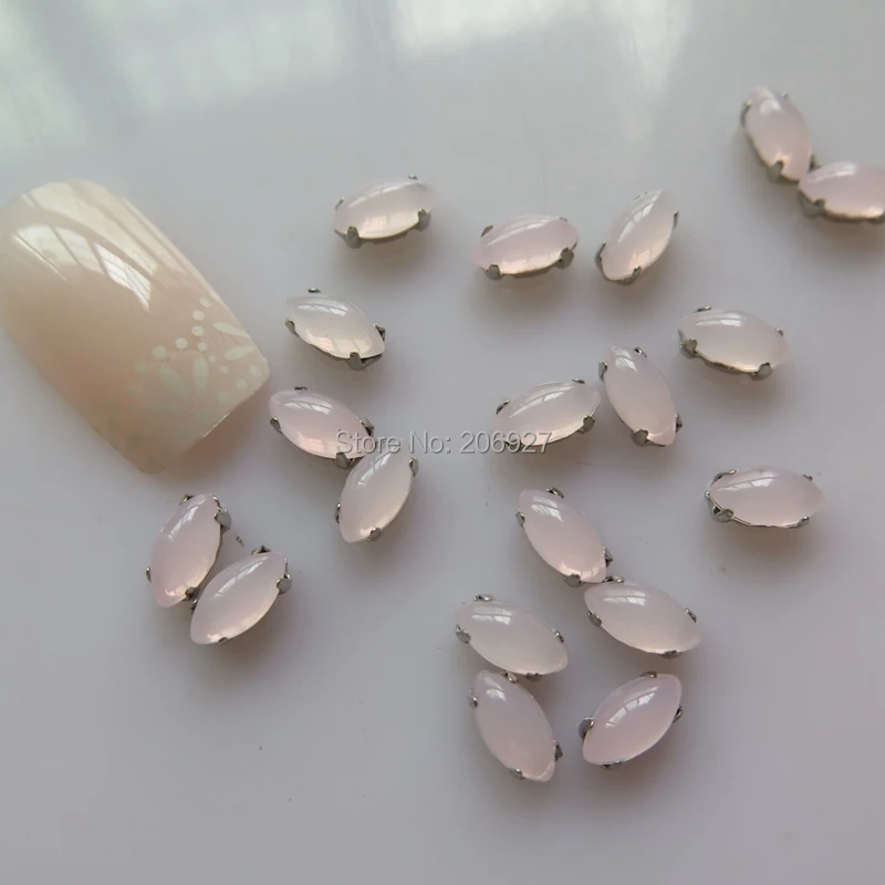 CP-53 5pcs Cute 4*8MM Opal Pink Horse Eye Resin Rhinestone With Holder Nail Decoration Outlooking | Красота и здоровье
