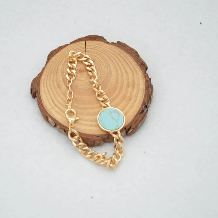 Золотой Цвет Толстый металлический браслет цепочка геометрические массивные