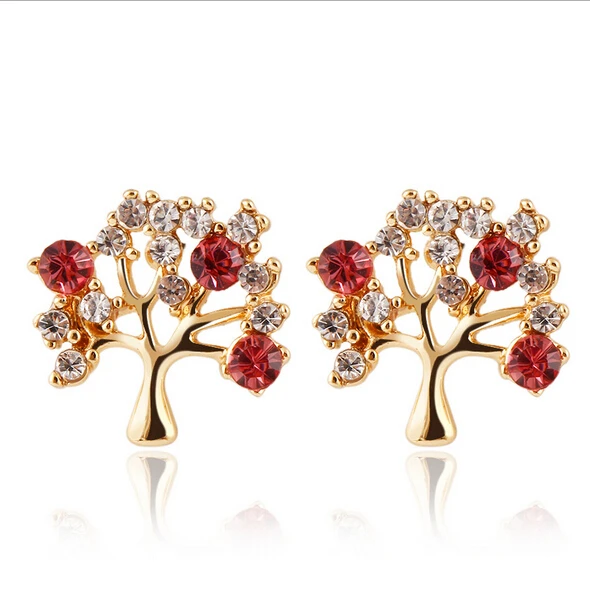 Новый горячий мода красный фиолетовый горный хрусталь дойной серьги для женщин