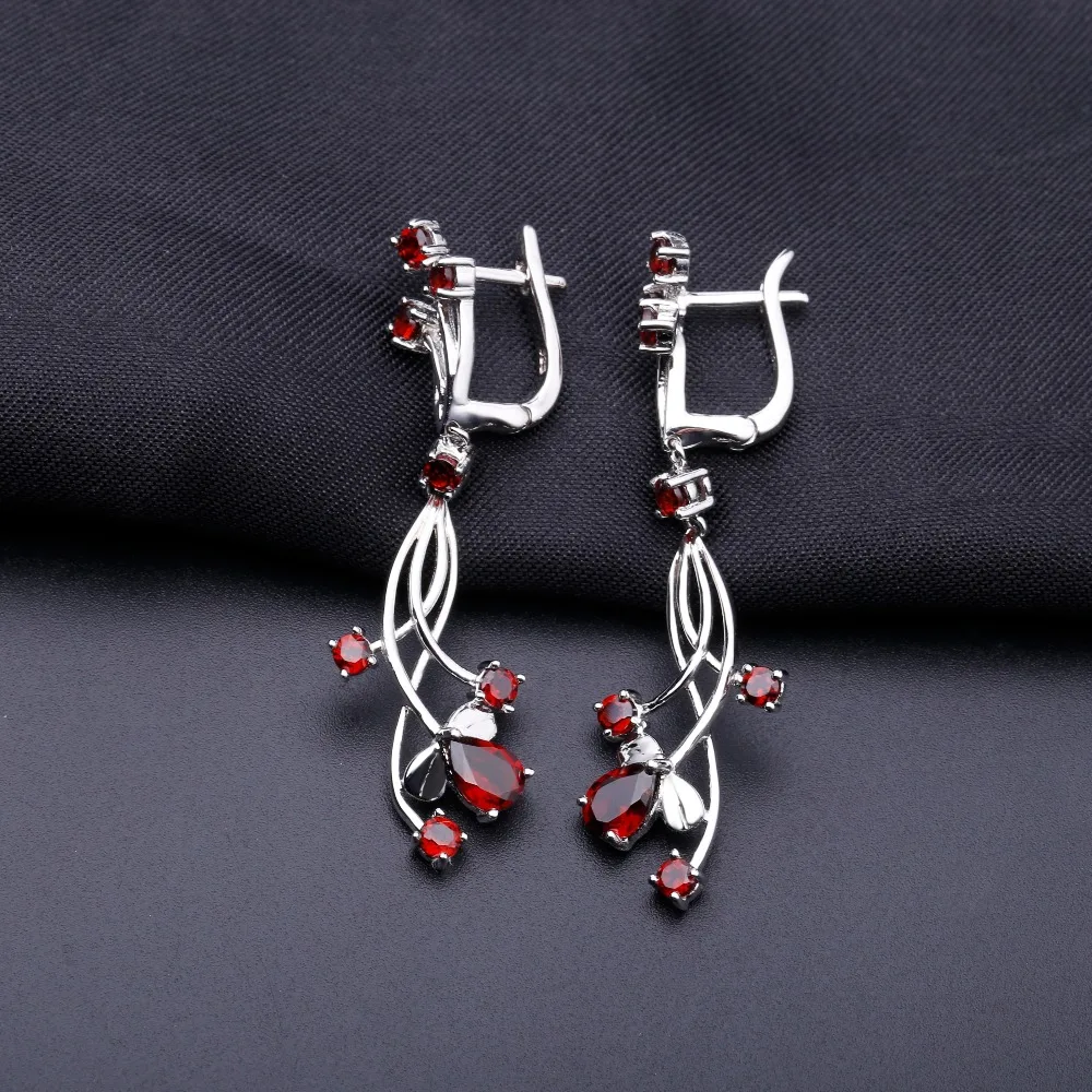 GEM'S BALLET 4.04ct натуральный красный гранат Свадебные Висячие серьги для женщин 925 пробы Серебряные Серьги с драгоценными камнями Свадебные украшения