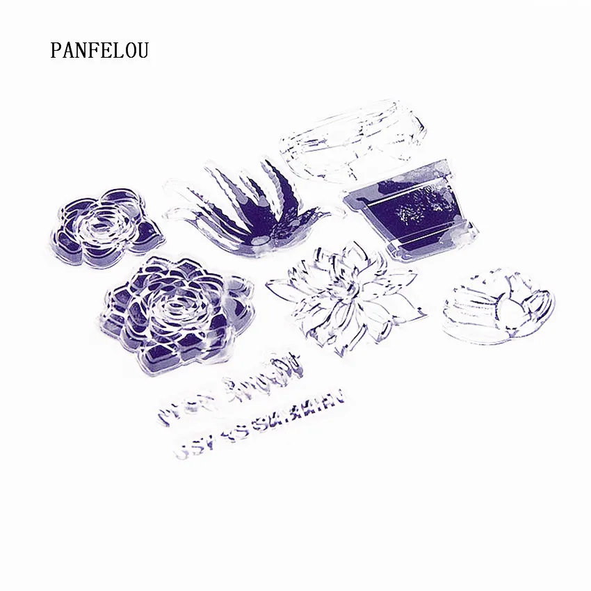 Прозрачные силиконовые кактусы PANFELOU с суккулентами Мультяшные штампы для