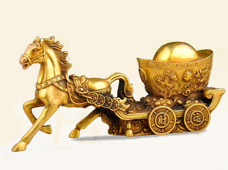 

30CM large # Home OFFICE TOP Decor -efficacious Talisman House Protection HORSE Money Drawing statue sculpture brass decorative