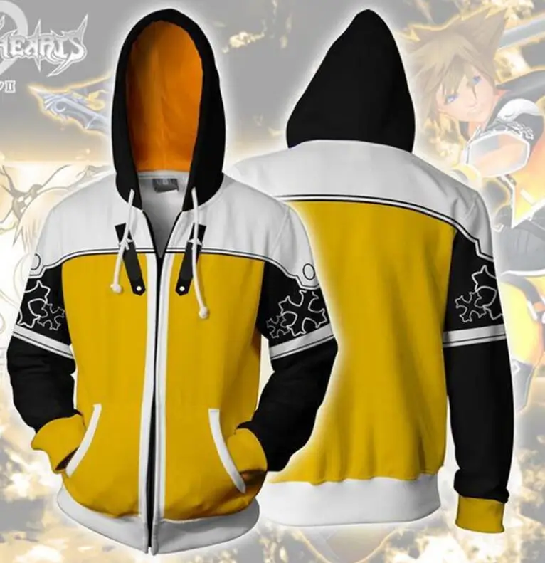 Костюм «Kingdom Hearts», Мужская толстовка, Xemnas roxa, косплей, аниме, 3D принт, толстовка на молнии, мультфильм, толстовки с капюшоном - Цвет: Темно-серый
