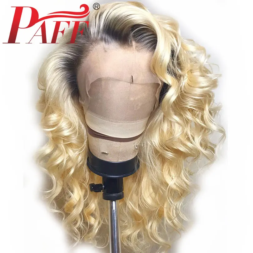 PAFF 613# Омбре блонд парики 150% плотность кудрявые бразильские Remy человеческие волосы полные парики шнурка два тона полные парики шнурка с темными корнями