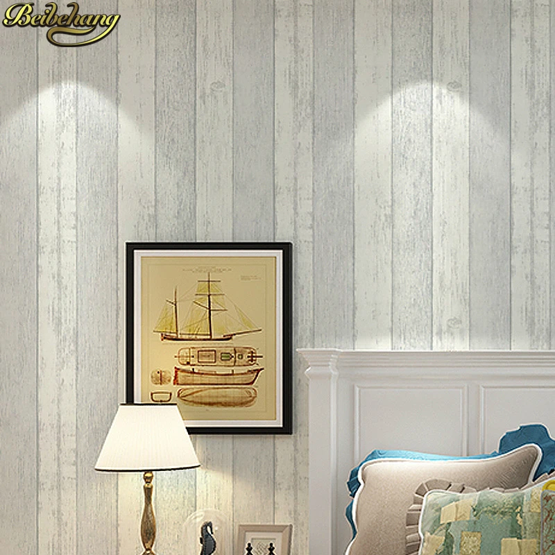 beibehang papel de parede 3d Vintage Mediterranean wooden board Stripe Wallpaper for Wall Covering wall papers home decor roll |