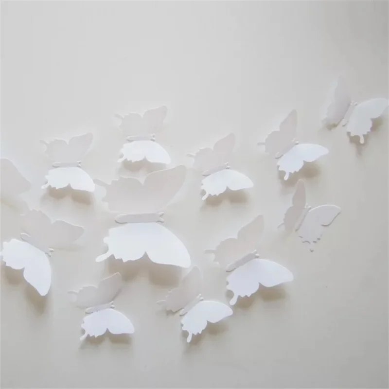 12 шт./лот ПВХ 3d бабочки наклейки на стену домашний декор DIY холодильник украшения