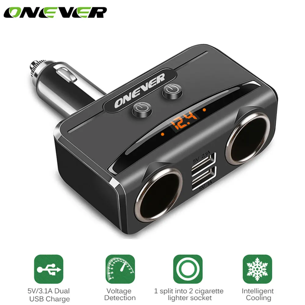 Onever 12 24 В 2 розетки прикуриватель розетка с 3.1A двойной USB Автомобильное зарядное