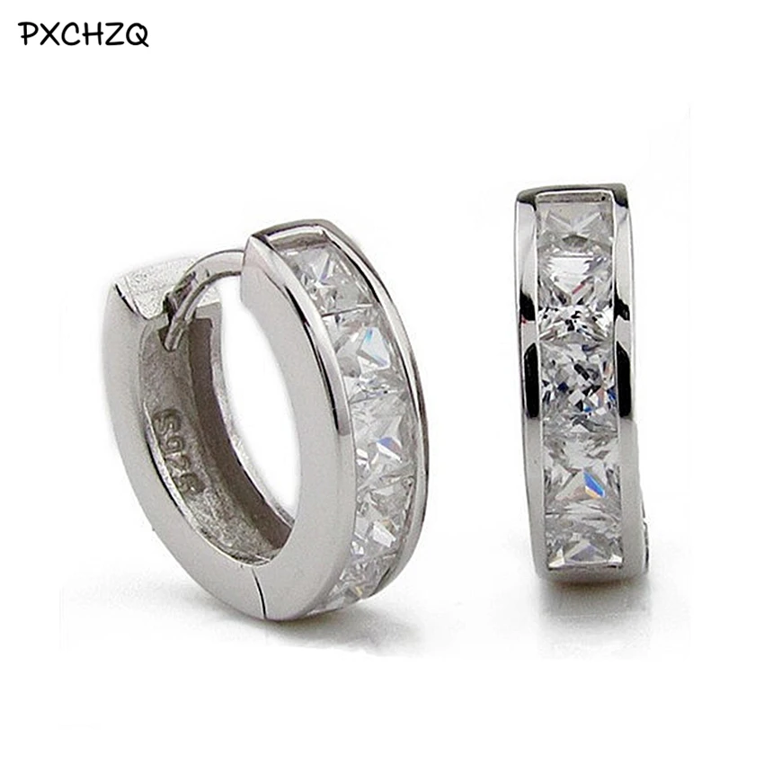 PXCHZQ Мужские Серьги серебряного цвета популярное ювелирное изделие роскошный