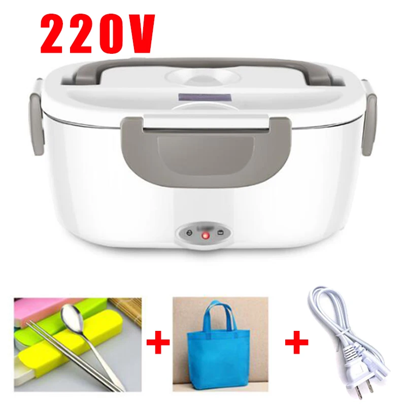 220V White 12 В 24 В 220 В Электрический Ланч-бокс из нержавеющей стали Bento Weated теплый автомобильный тепловой Ланчбокс портативный контейнер для еды офисный школьный детский - Цвет: 220V White