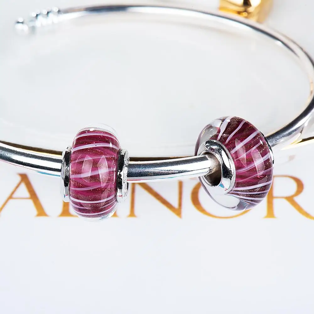 Видео! Розово-красный золотой флэш Мурано Стеклянные бусы амулеты 925 пробы