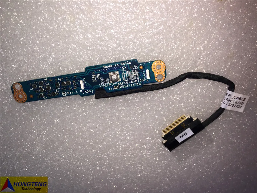 

genuine LS-B753P DC020022F00 FOR DELL FOR ALIENWARE 17 R3 POWER BUTTON BOARD W/CABLE P43F Test OK