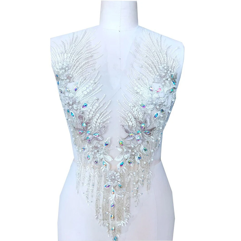 Ремесла Свадебная Кружевная аппликация Triming патчи украшение из бисера Свадебное