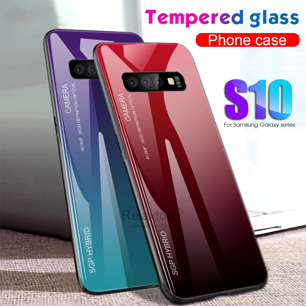На Samsun Glaxy S 10 S10 Plus E чехол градиентный чехол из закаленного стекла для телефона для samsung Galaxy S10Plus S10E 10 S+ чехол s для samsung Galaxy Gelaxi Note 10 Plus 10+ Note 10 Note10 Note10+ Coque Fundas