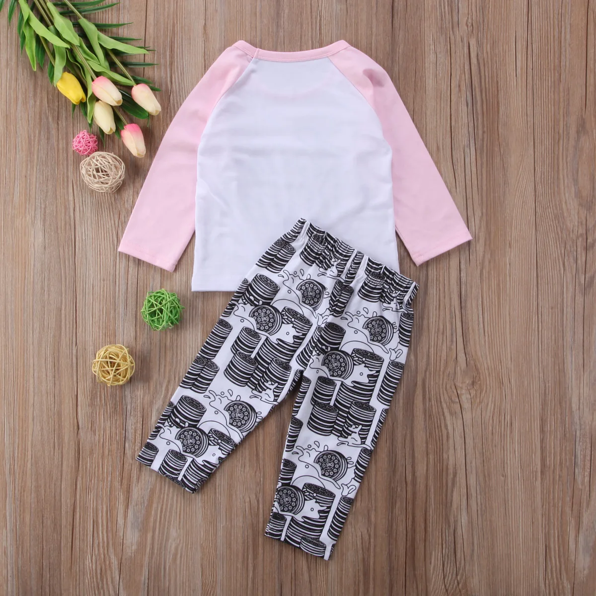 2018 Toddler Baby Girls Long Sleeve Big Sister Pink T-shirt + Pants Leggings Outfits 2PCS Clothes Set | Детская одежда и обувь