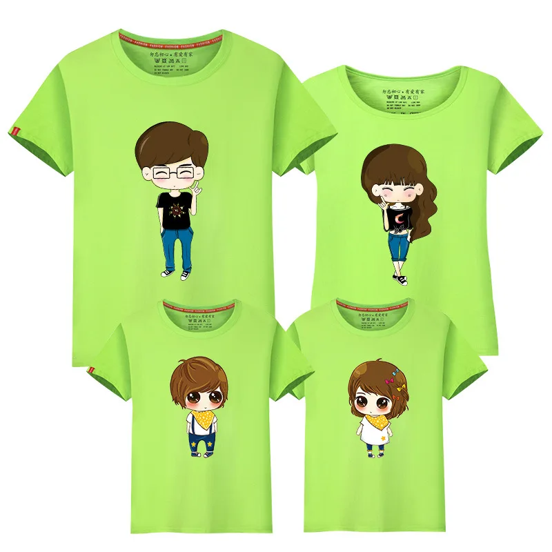 Родитель-ребенок Футболки прекрасный мультфильм алфавит любителей рубашки