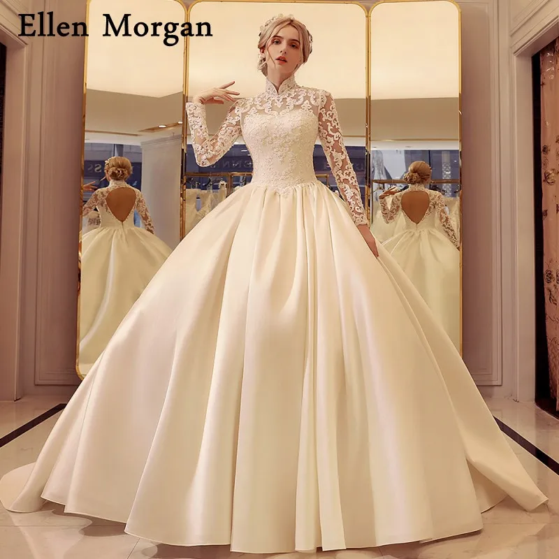 Кружевные бальные платья с открытой спиной свадебные 2019 Vestido De Noiva Mariage высоким