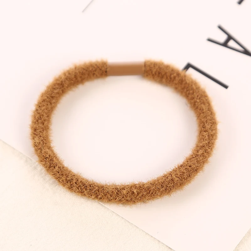 10pcs khaki 10 шт./партия, модные зимние цветные эластичные резинки для волос, новые головные уборы для женщин, девочки, Женская прическа, крепление, корейские аксессуары для волос - Цвет: 10pcs khaki