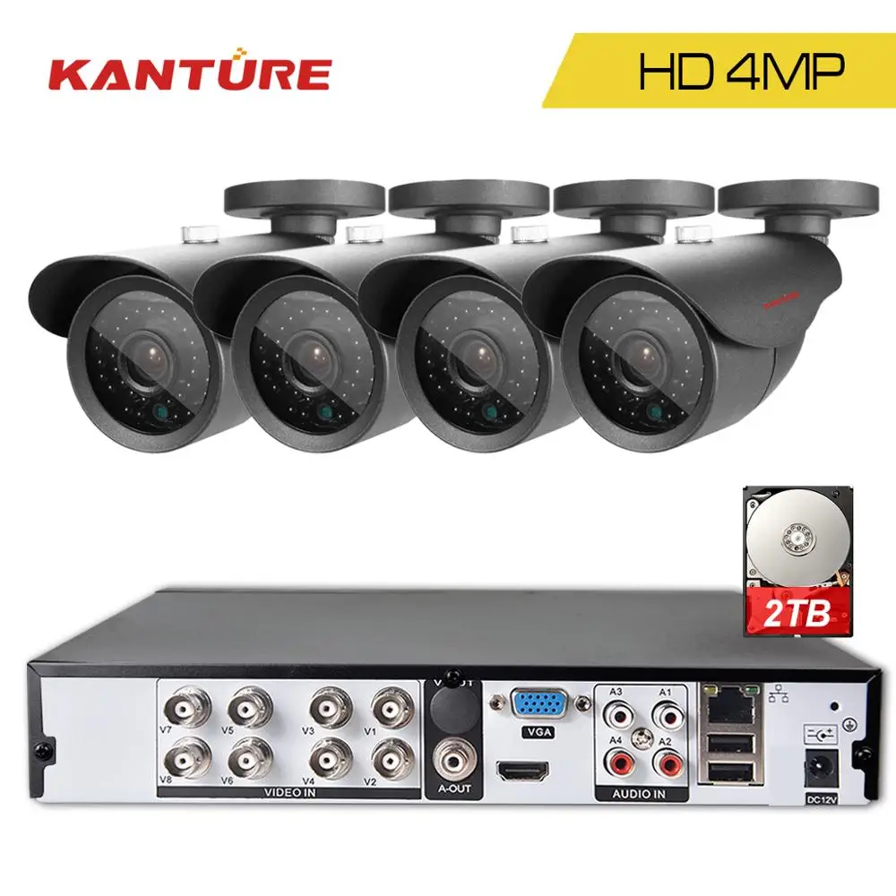 KANTURE h.265 + CCTV 8CH 4MP 6 в 1 AHD TVI CVI DVR система безопасности наружная Водонепроницаемая
