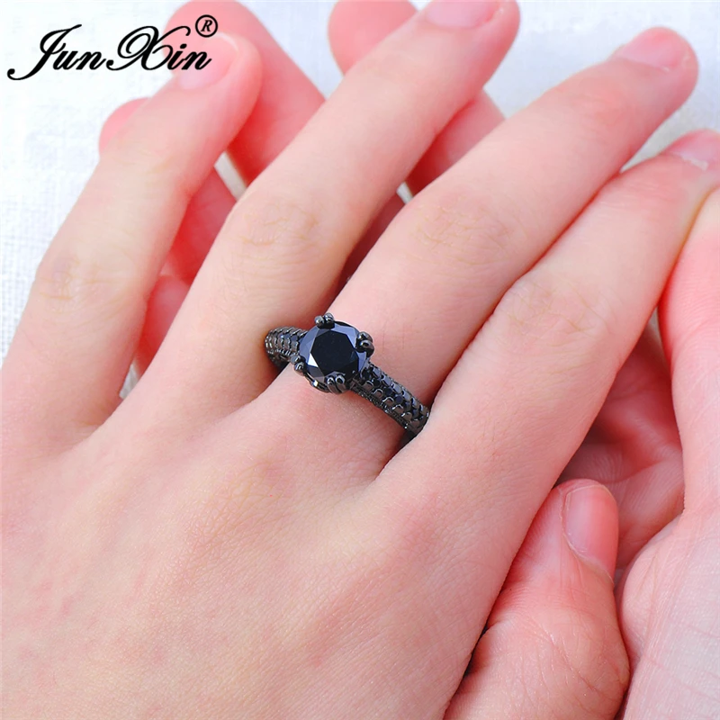 JUNXIN модные ювелирные изделия камень циркония чорный Кольцо черное золото