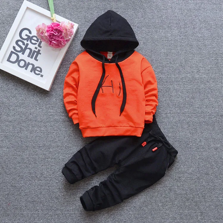 orange Комплекты одежды для маленьких мальчиков, пальто с капюшоном+ штаны, спортивный костюм для новорожденных мальчиков, одежда, одежда для дня рождения, комплекты одежды для мальчиков - Цвет: orange