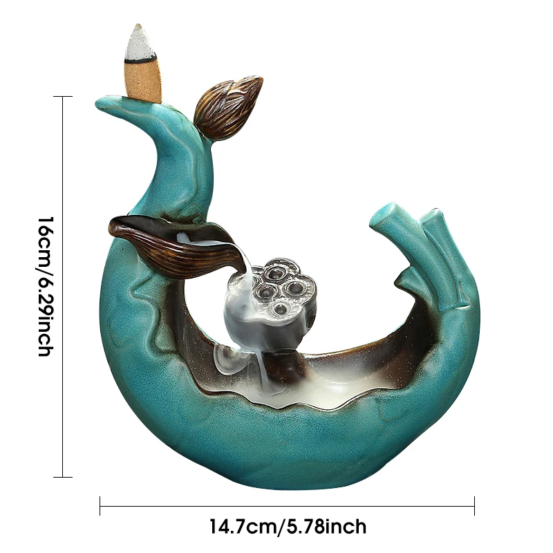 4 Style Ceramics LED Flower Ceramic Backflow Waterfall Smoke Incense Burner Censer Holder Yoga Burners Fountain Home Decorate