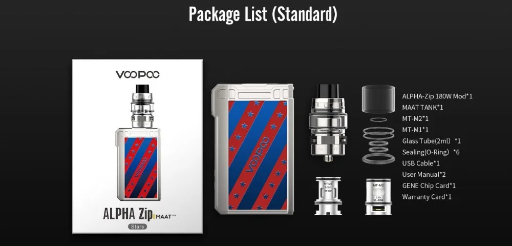 VOOPOO Альфа почтовый комплект 180W коробка на молнии мод электронная сигарета 4 мл Maat бак с MT-M2 MT-M1 катушки электронная сигарета