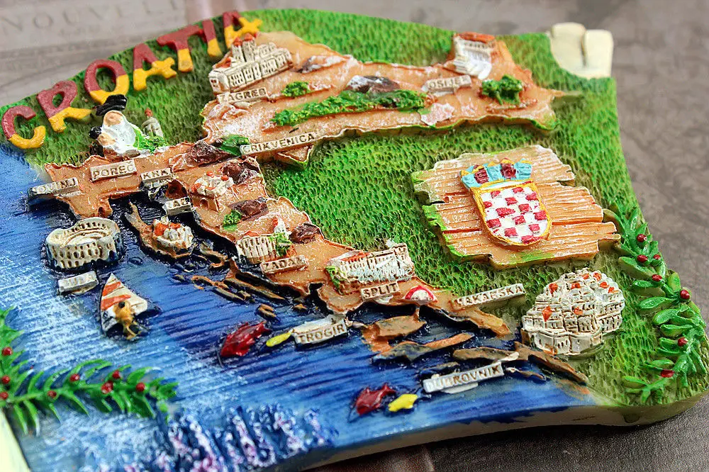 Карта Croatia туристический дорожный сувенир 3D декоративный магнит на