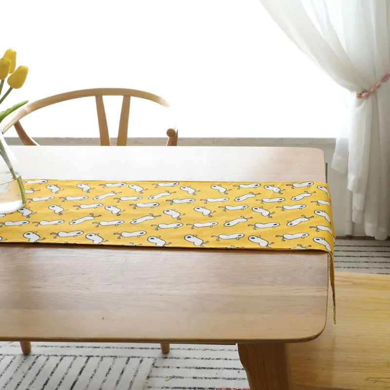 Мультфильм утки желтая настольная дорожка Decoracion Mesa Hogar хлопок лен Chemin De Table tafeller для вечерние украшения