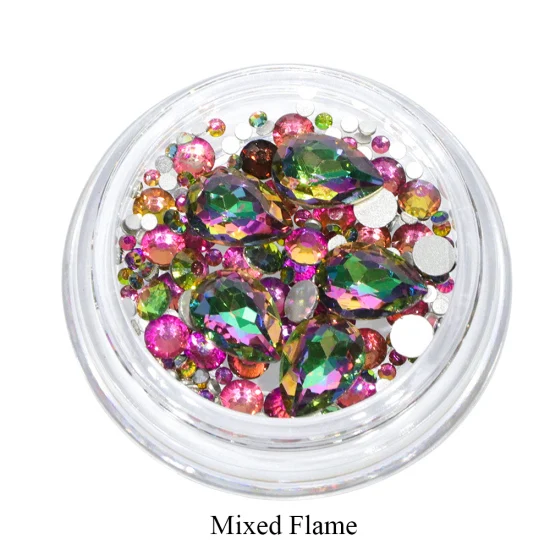 Mixed Flame 1 бутылка Кристаллы Стразы для ногтей смешанные размеры радужные стеклянные камни Маникюр DIY блестящие камни для нейл-арта бриллианты украшения TR070-1 - Цвет: Mixed Flame