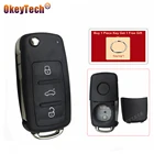 OkeyTech 3-кнопочный пульт дистанционного управления складной Автомобильный ключ оболочка Брелок чехол для V W Tiguan Golf Sagitar Polo MK6 T ouareg необработанное пустое лезвие