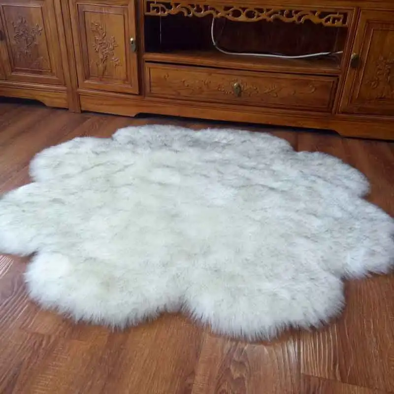 Fluffy Round Rug Carpets for Living Room Decor Faux Fur Carpet Kids Long Plush Rugs Bedroom Shaggy Area Modern Mat | Дом и сад