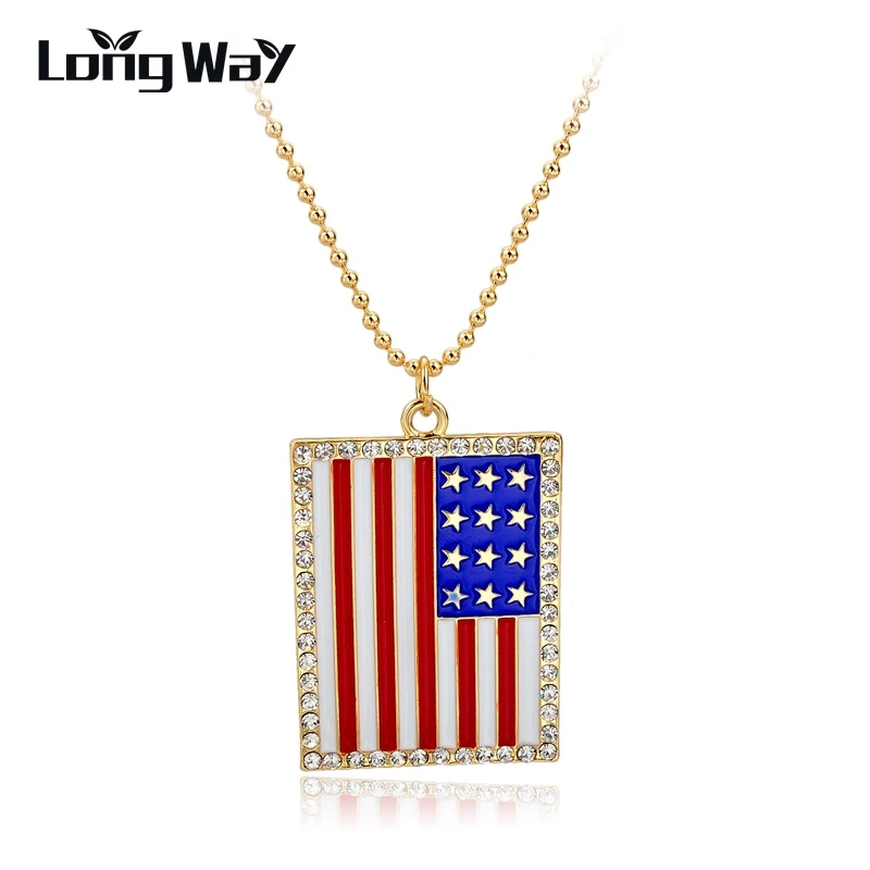 Винтажная резная эмалированная цепочка с австрийским флагом США и