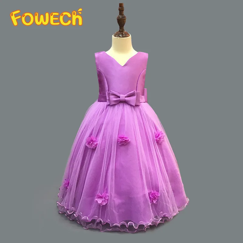 FOWECH для девочек со шлейфом Нарядные платья Цветочный праздничное платье